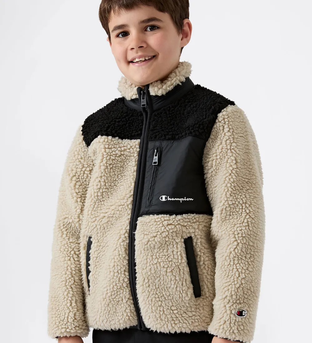 Fleece-Champion Fleecejakke - Neutral Chino Beige m. Sort
