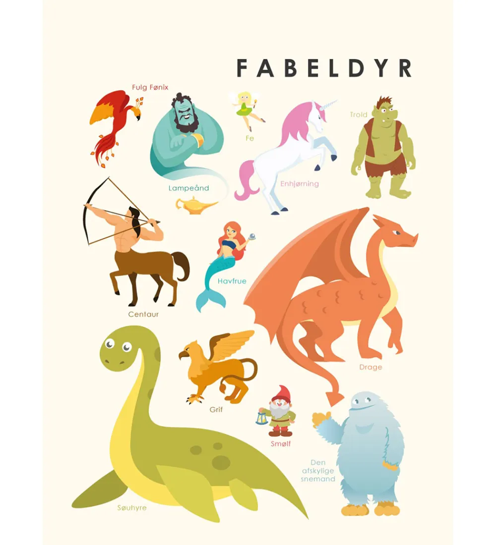 Plakater Og Billeder-Citatplakat Plakat - Børneplakat - Fabeldyr - A3