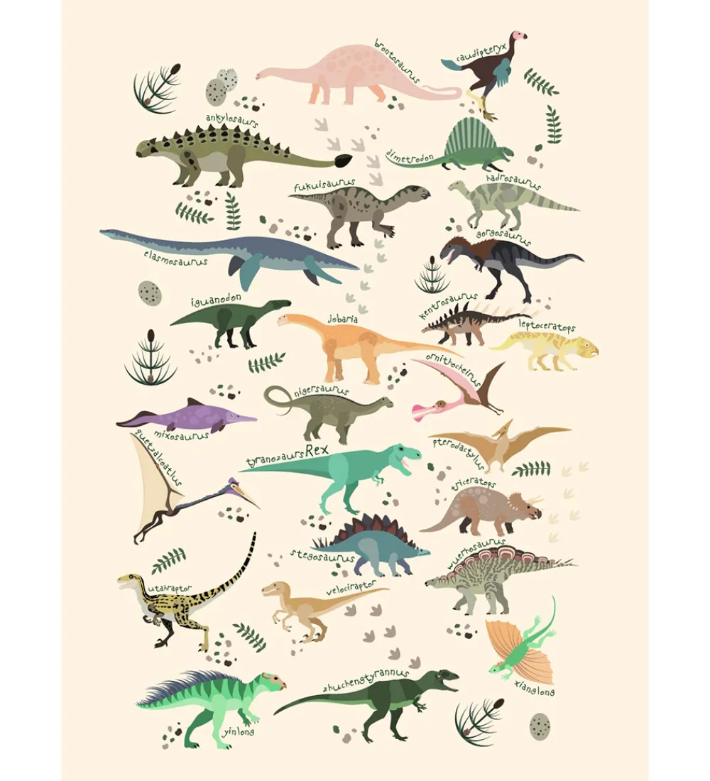 Plakater Og Billeder-Citatplakat Plakat - Børneplakat - Dinosaurer II - A3