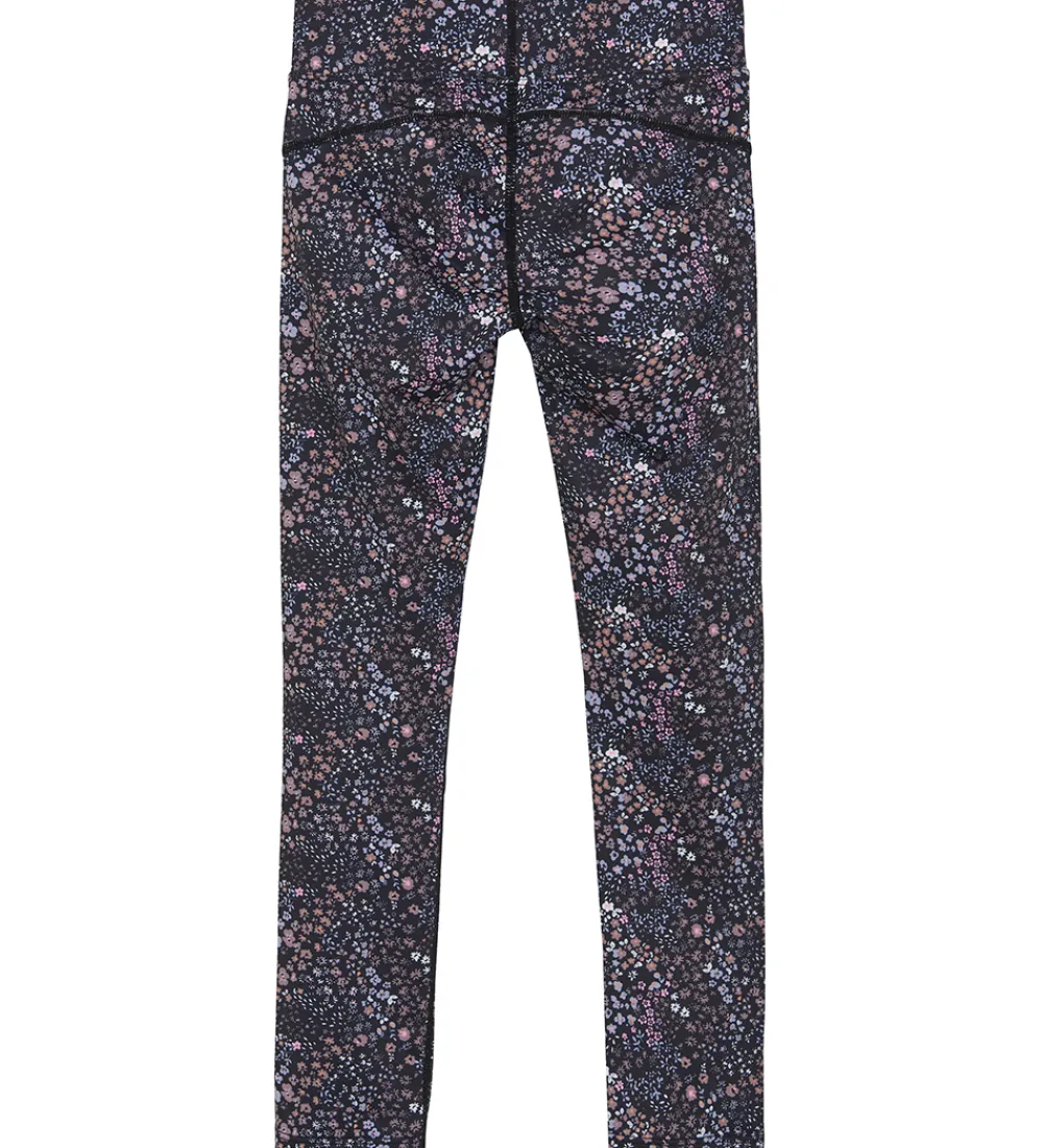 Color Kids Træningsbukser|Gymnastiktøj*Leggings - Phantom m. Blomster