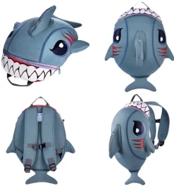 Børnehavetasker-Crazy Safety Børnehavetaske - Shark - Grå