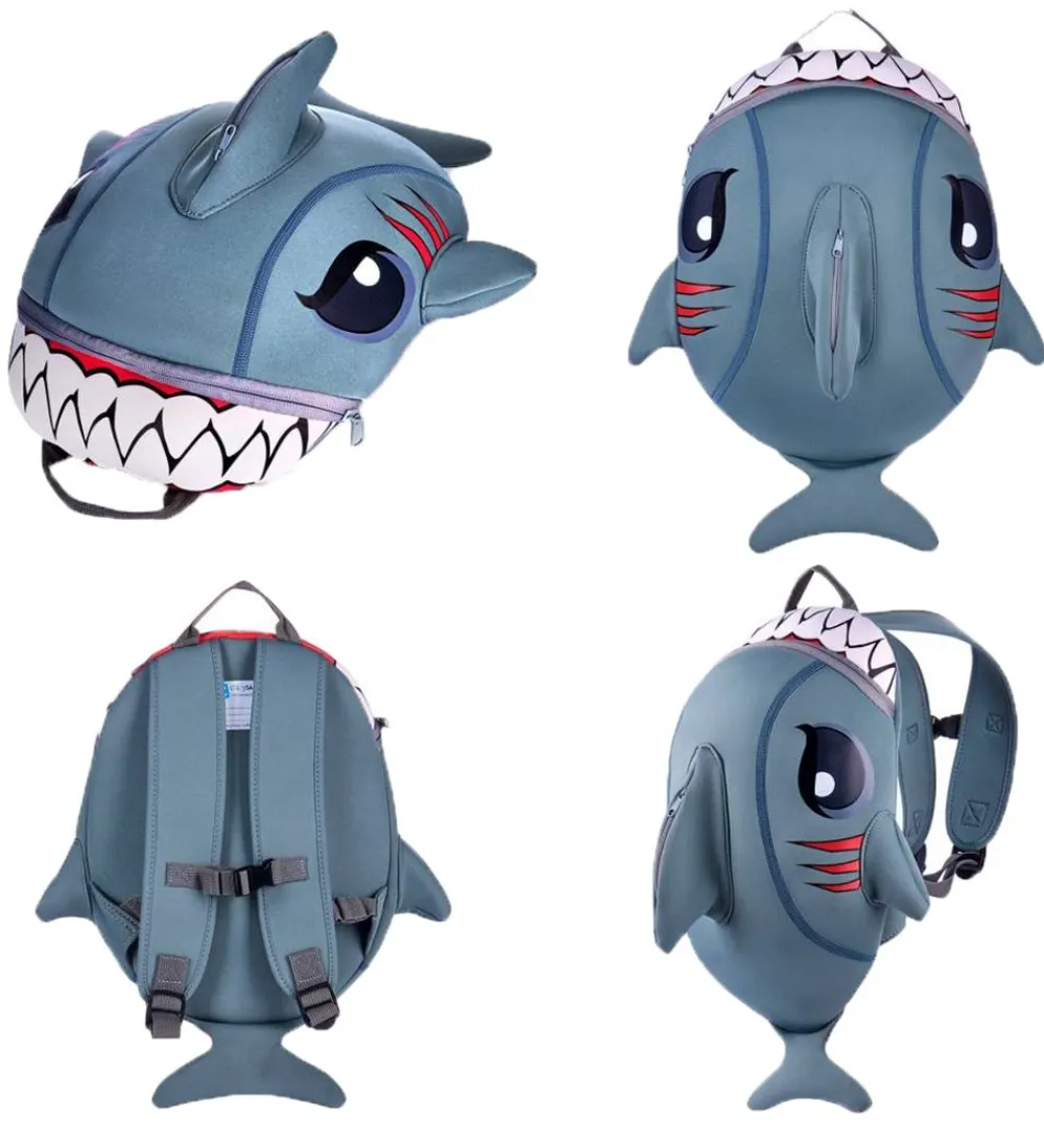 Børnehavetasker-Crazy Safety Børnehavetaske - Shark - Grå