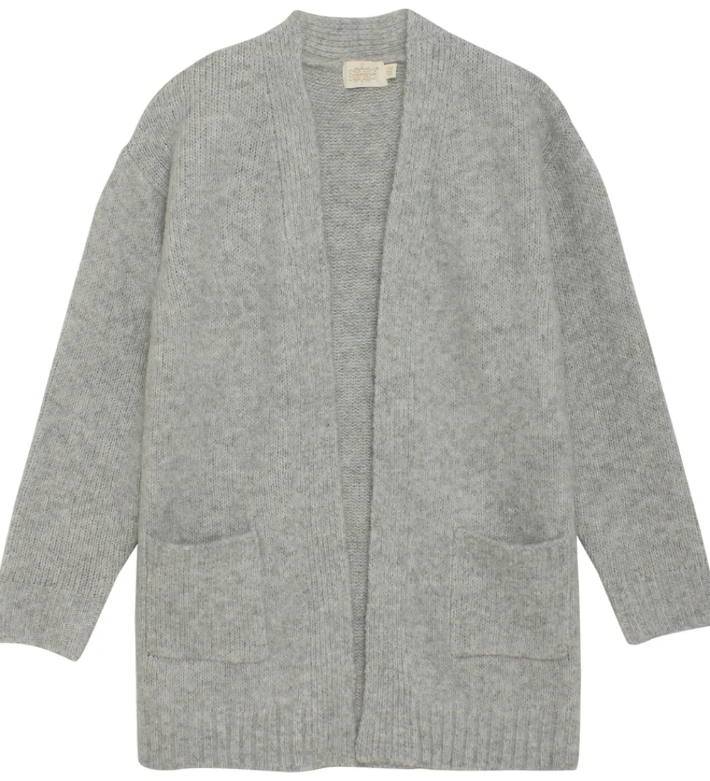 Striktrøjer-Creamie Cardigan - Strik - Lang - Light Grey Melange