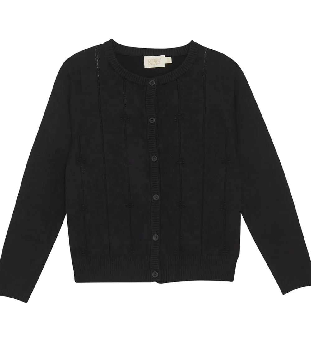 Striktrøjer-Creamie Cardigan - Strik - Pointelle - Sort