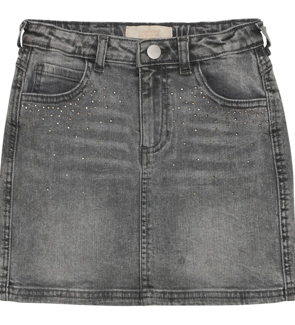 Nederdele-Creamie Nederdel - Light Grey Denim