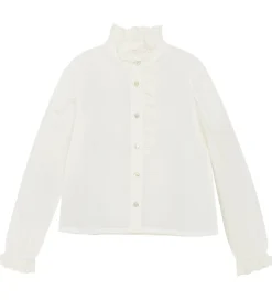 Skjorter-Creamie Skjorte - Woven - Cloud m. Broderie Anglaise