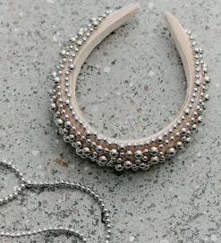 DAY ET Hårpynt*Hårbøjle - Beaded Chrome Hair Band - Silver