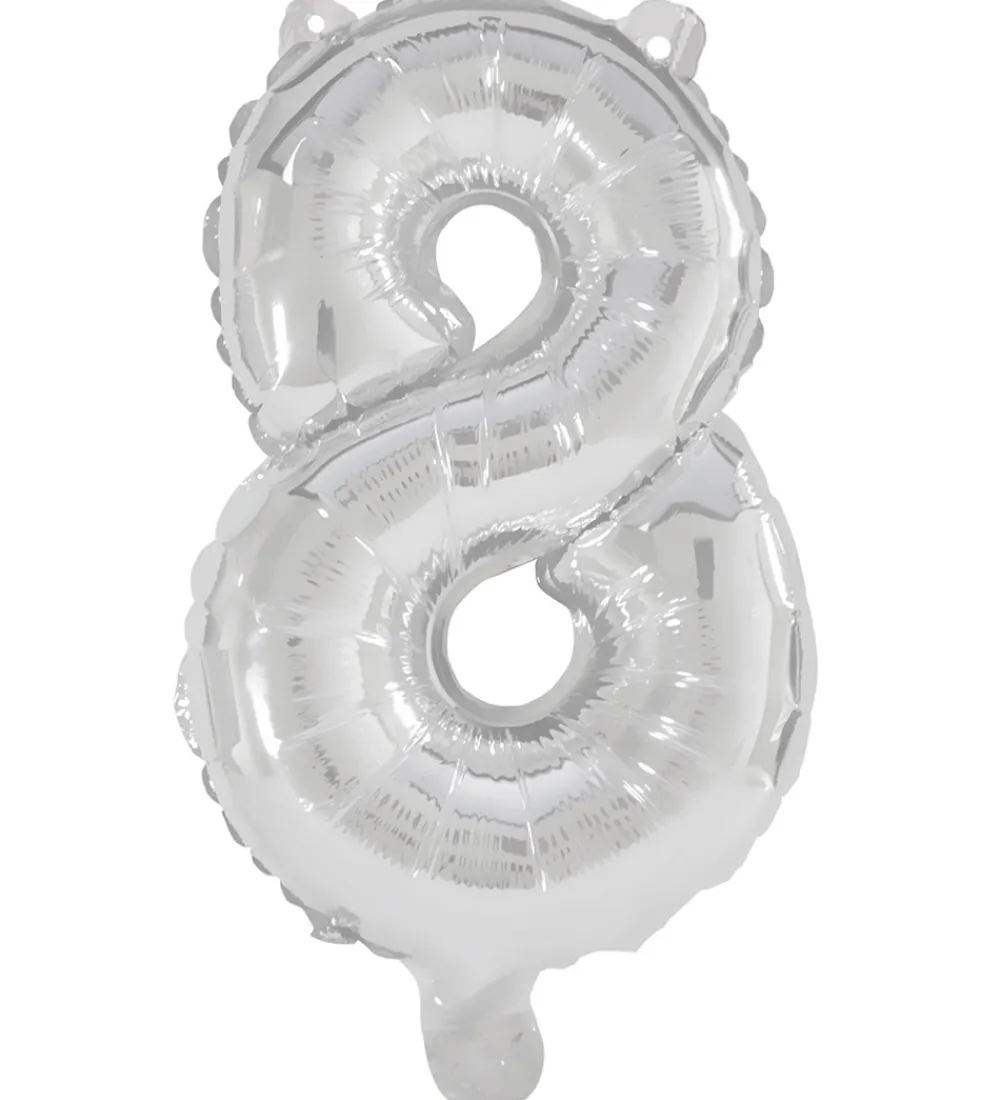 Festartikler-Decorata Party Foileballon - 85 cm - No 8 - Sølv