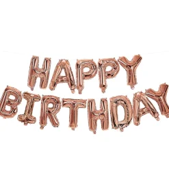 Festartikler-Decorata Party Foileballoner - 340 cm - Happy Birthday - Rose Go