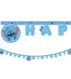 Festartikler-Decorata Party Happy Birthday Banner - Stitch & Angel
