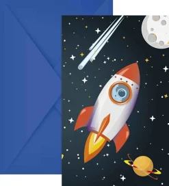 Festartikler-Decorata Party Invitationer - 6-pak - Rocket Space