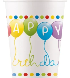 Decorata Party Festartikler*Papkrus - 8-pak - 200 ml - Happy Birthday Streame