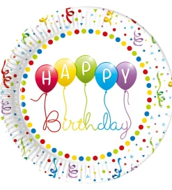 Decorata Party Festartikler*Paptallerkner - 8-pak - 23 cm - Happy Birthday St