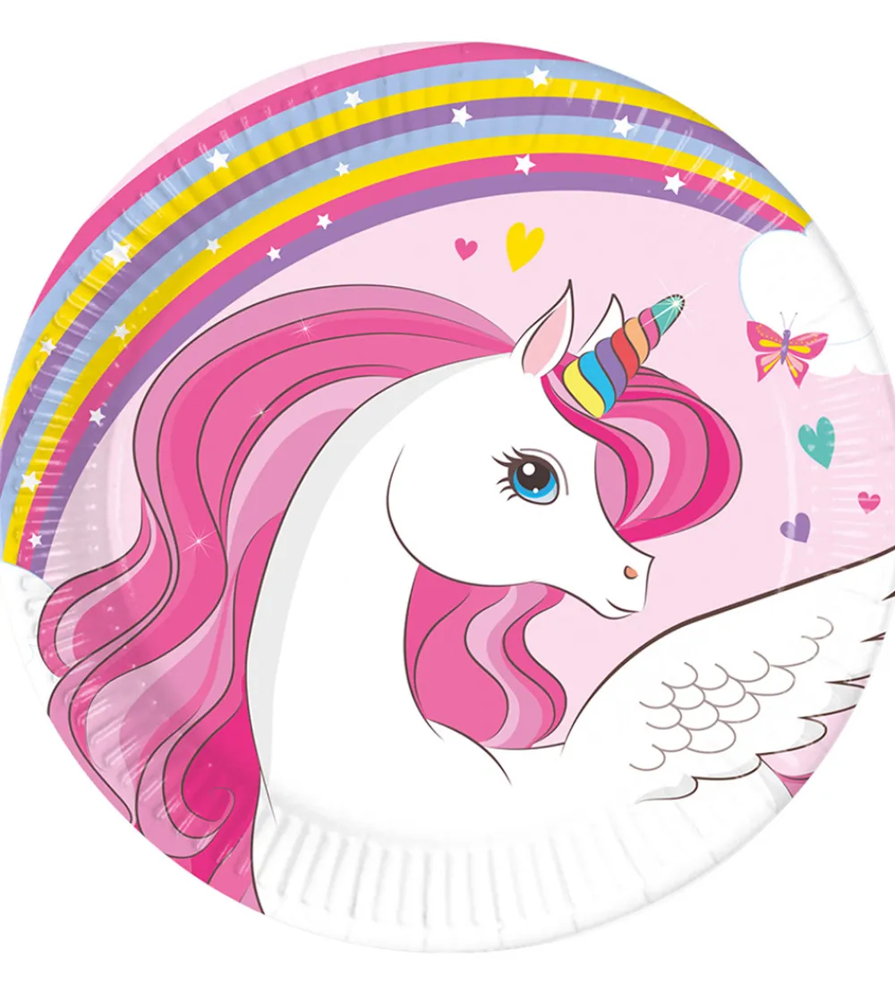 Tallerkener-Decorata Party Paptallerkner - 8-pak - 23 cm - Unicorn Rainbow C