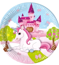Tallerkener-Decorata Party Paptallerkner - 8-pak - 19,5 cm - Unicorn