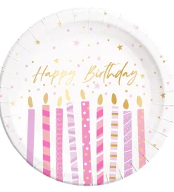 Decorata Party Festartikler*Paptallerkner - 8-pak - 23 cm - Birthday Candles
