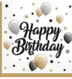 Festartikler-Decorata Party Servietter - 20-pak - 33x33 cm - Milestone Happy