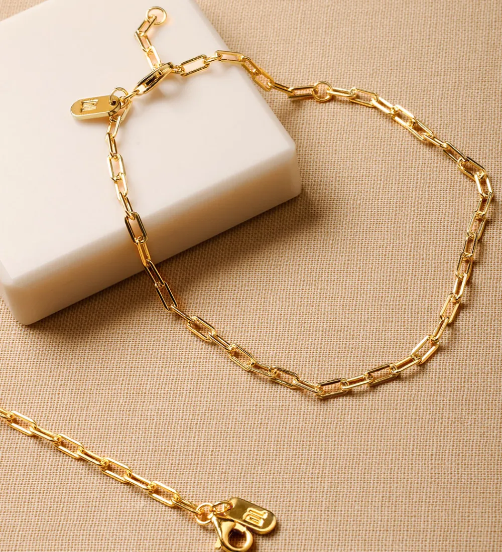 Design Letters Smykker*Armbånd - Chunky Square - Small - 18K Guldbelagt