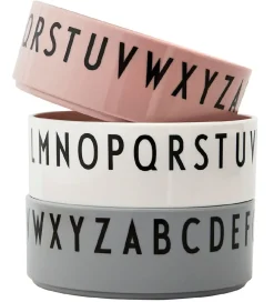 Skåle-Design Letters Skål - 3-pak - Rosa/Hvid/Grå m. Bogstaver