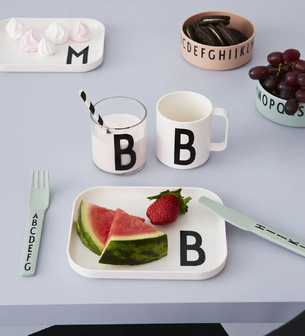 Design Letters Skåle*Skål - 3-pak - Grøn/Hvid/Grå m. Bogstaver