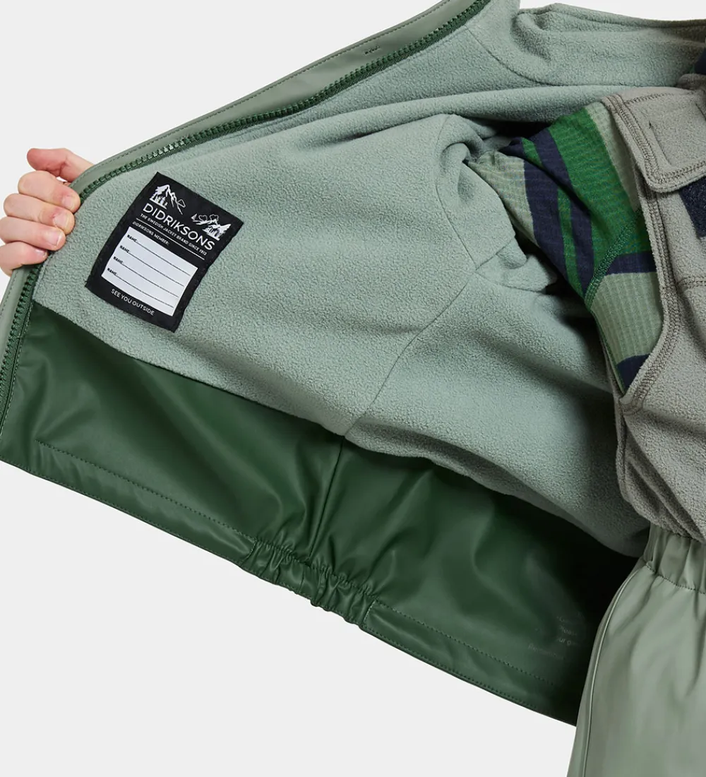 Regntøj-Didriksons Regntøj m. Fleece - PU - Boardman - Light Moss