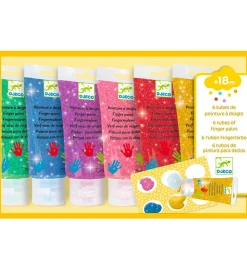 Djeco Maling*Fingermaling - 6 Farver - Glimmer