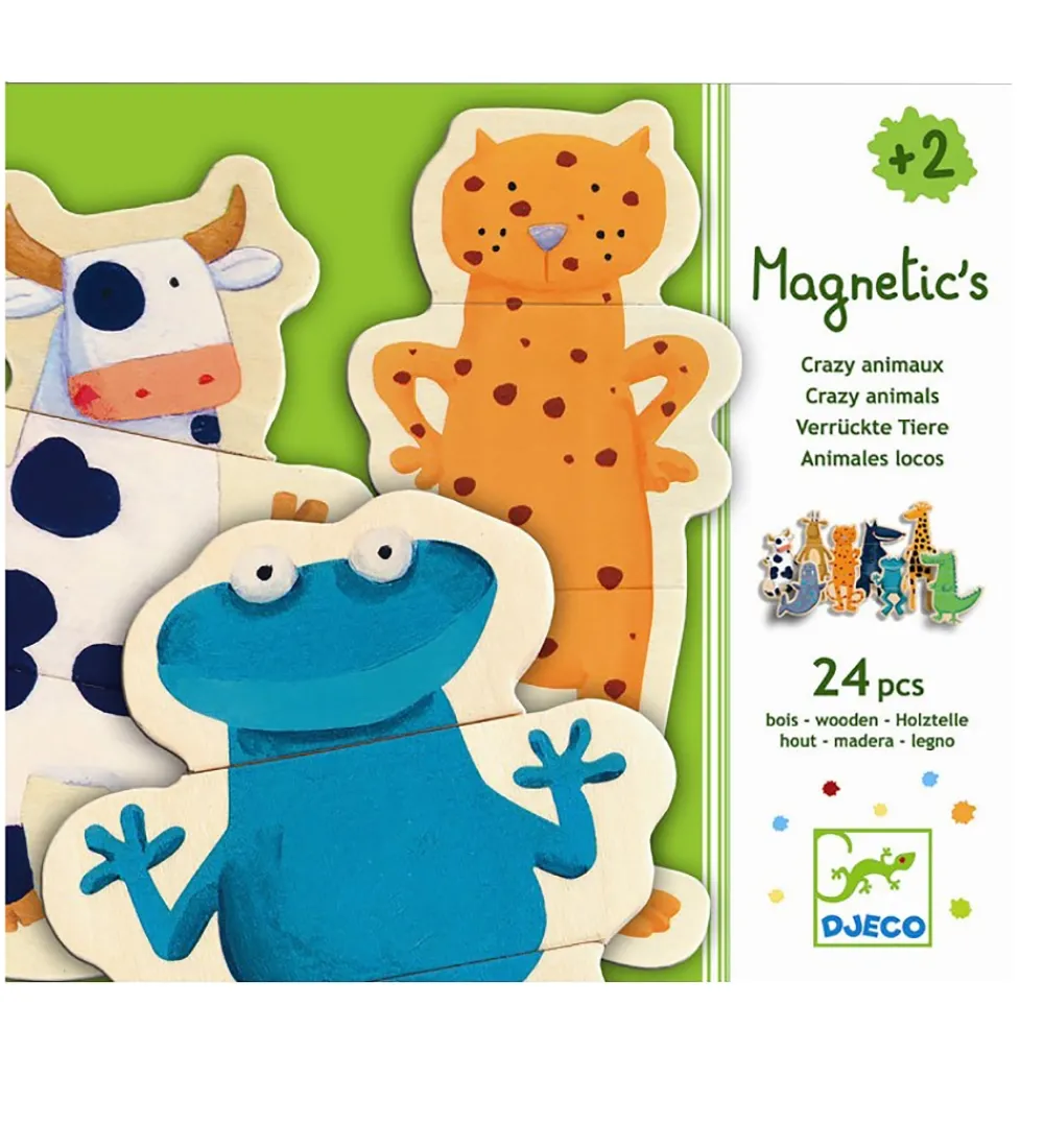 Djeco Magnet*Magneter - 24 stk. - Træ - Crazy