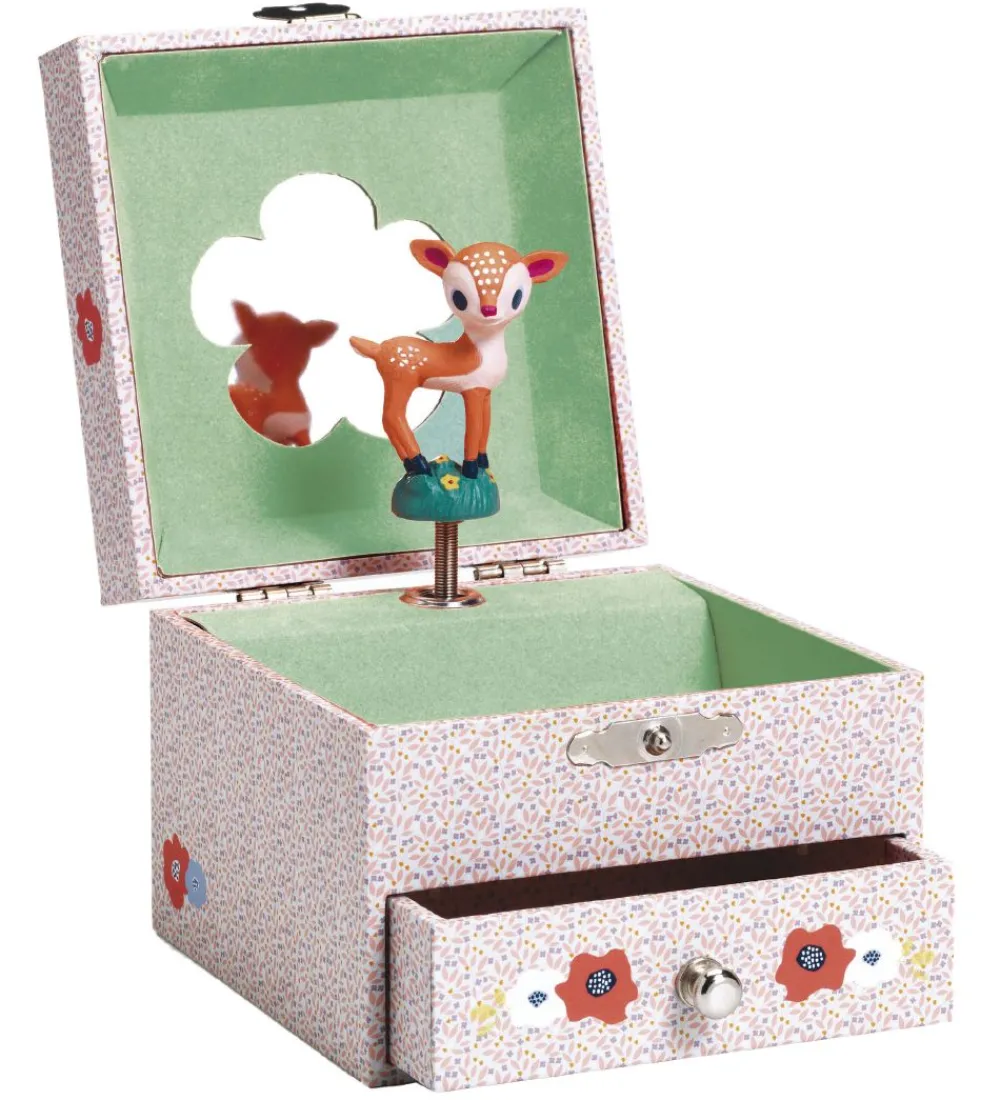 Djeco Smykkeskrin*Smykkeskrin - 8,5x10,5x10,5 cm - Wood Fawn