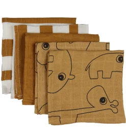 Vaskeklude-Done by Deer Vaskeklude - 5-pak - 30x30 cm - Deer Friends Mustar