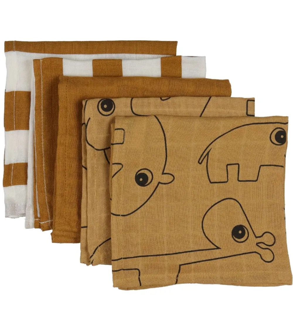Vaskeklude-Done by Deer Vaskeklude - 5-pak - 30x30 cm - Deer Friends Mustar