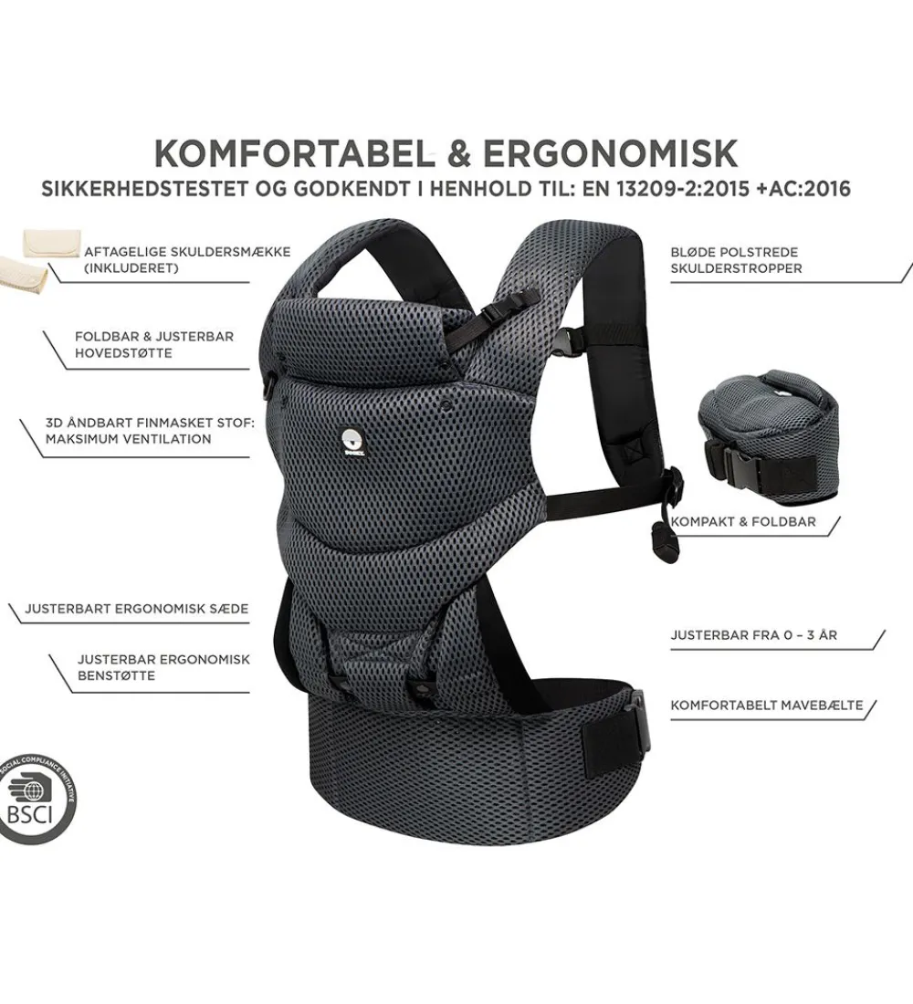 Bæreseler &Amp; Vikler-Dooky Bæresele - Urban Comfort - Grey Sapphire
