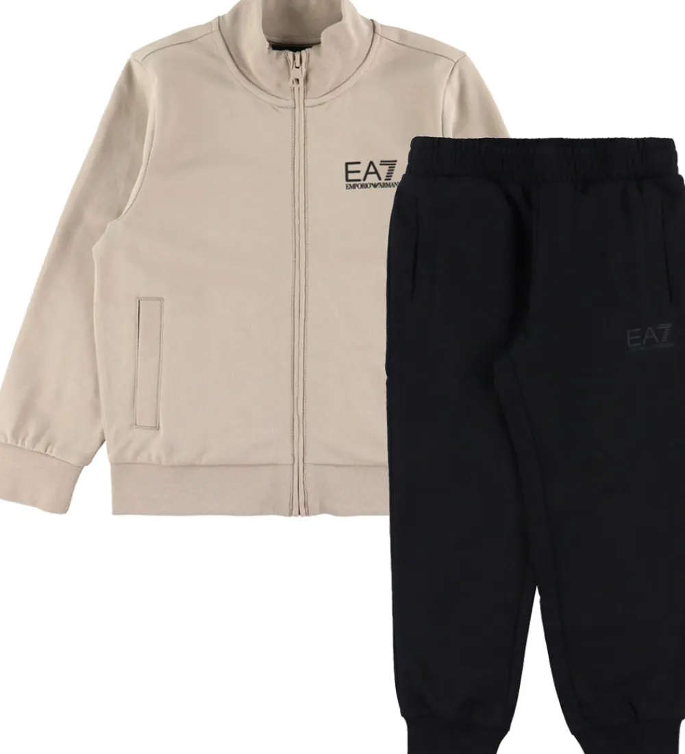 Træningssæt|Træning Og Gymnastik-EA7 Sweatsæt - Beige/Sort
