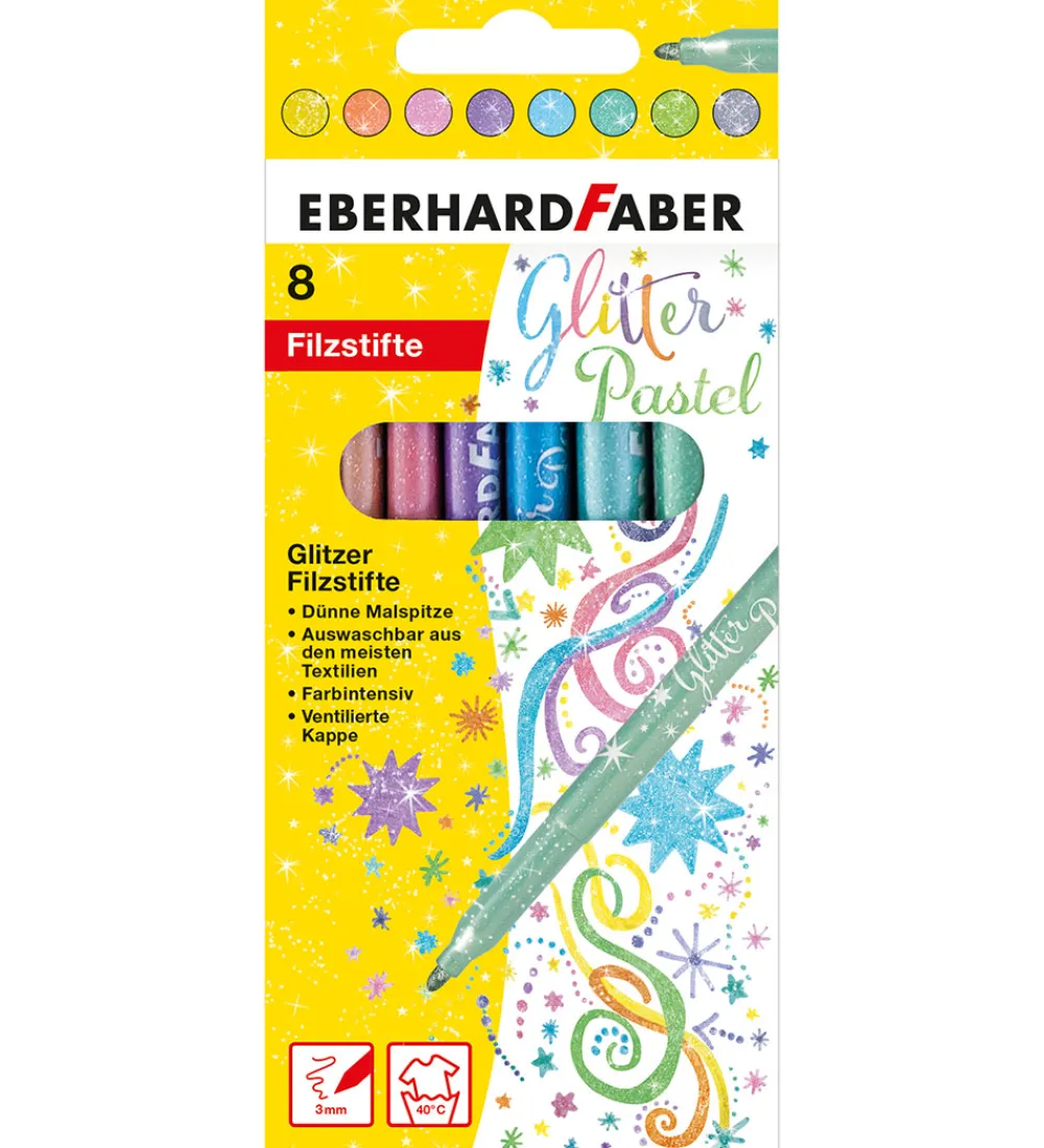 Tuscher Og Farver-Eberhard Faber Tusser - 8 stk - Glitter Pastel