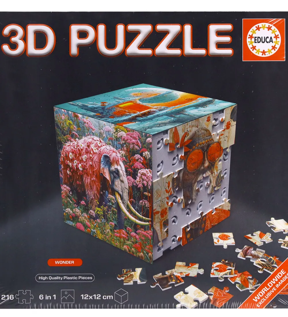Puslespil-Educa 3D Puslespil - 216 Brikker - Cube Wonder