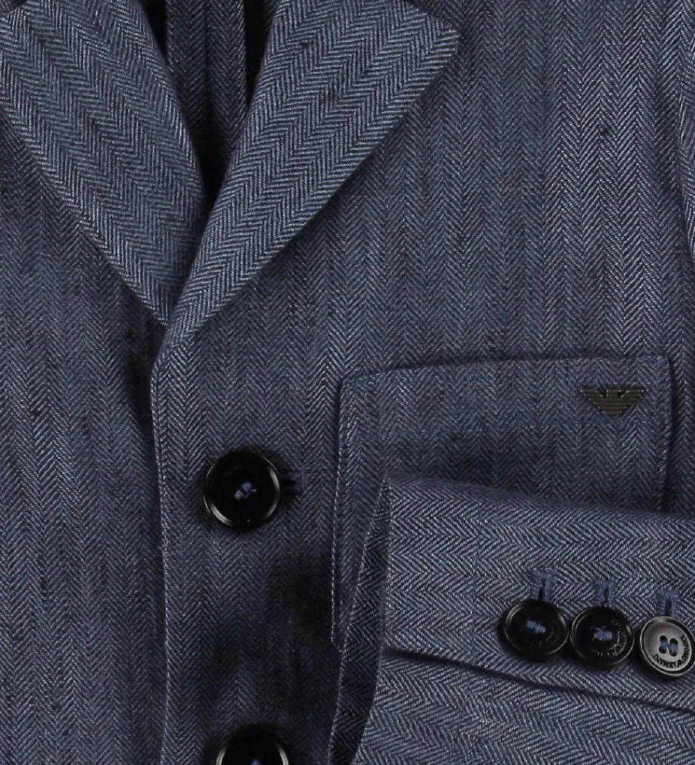 Emporio Armani Jakkesæt Og Blazers*Jakkesæt - Hør - Blåmeleret