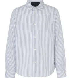 Emporio Armani Konfirmationstøj*Skjorte - Hvid/Blåstribet