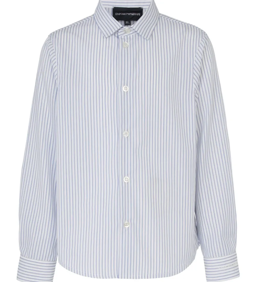 Emporio Armani Konfirmationstøj*Skjorte - Hvid/Blåstribet