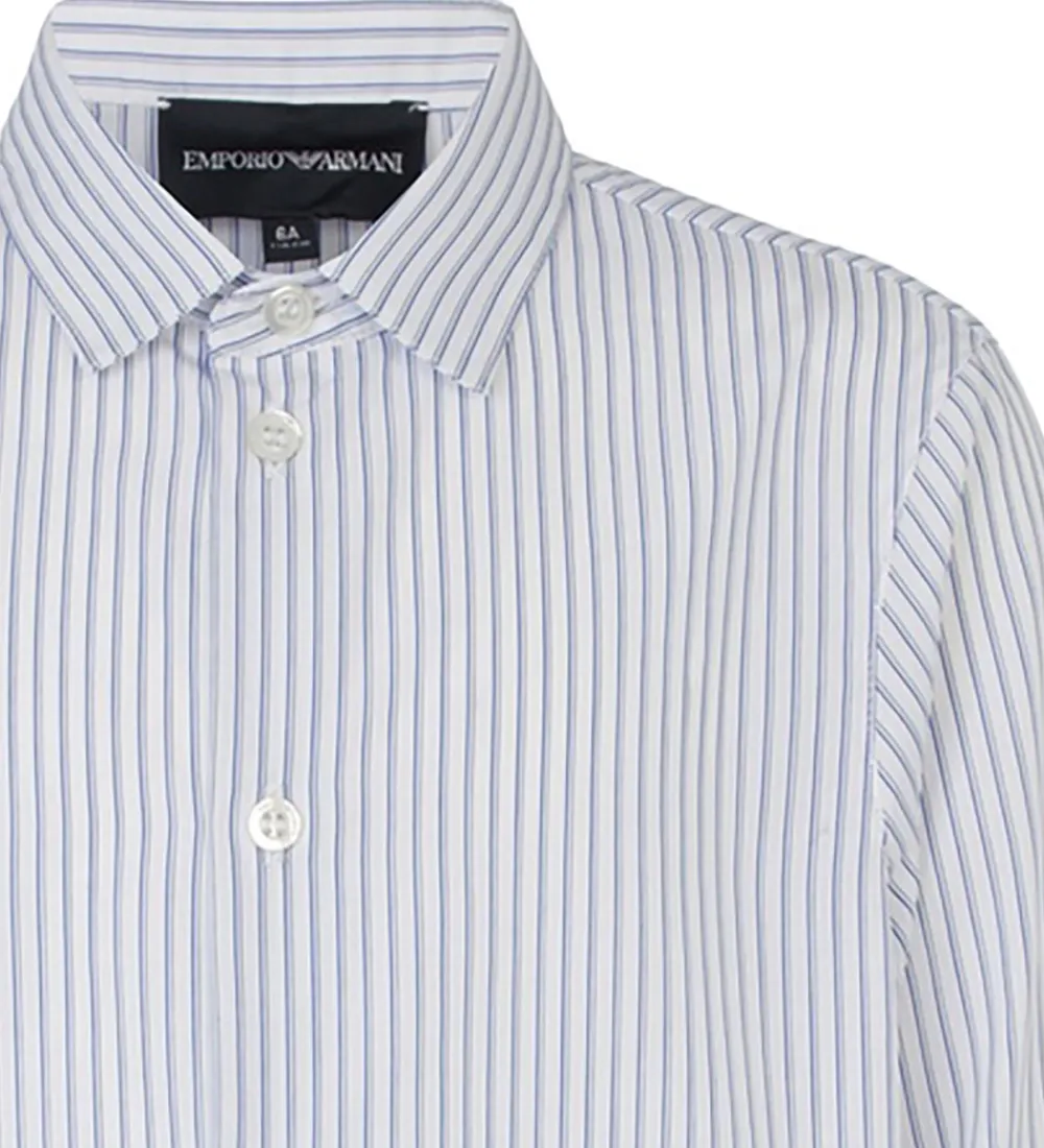 Emporio Armani Konfirmationstøj*Skjorte - Hvid/Blåstribet