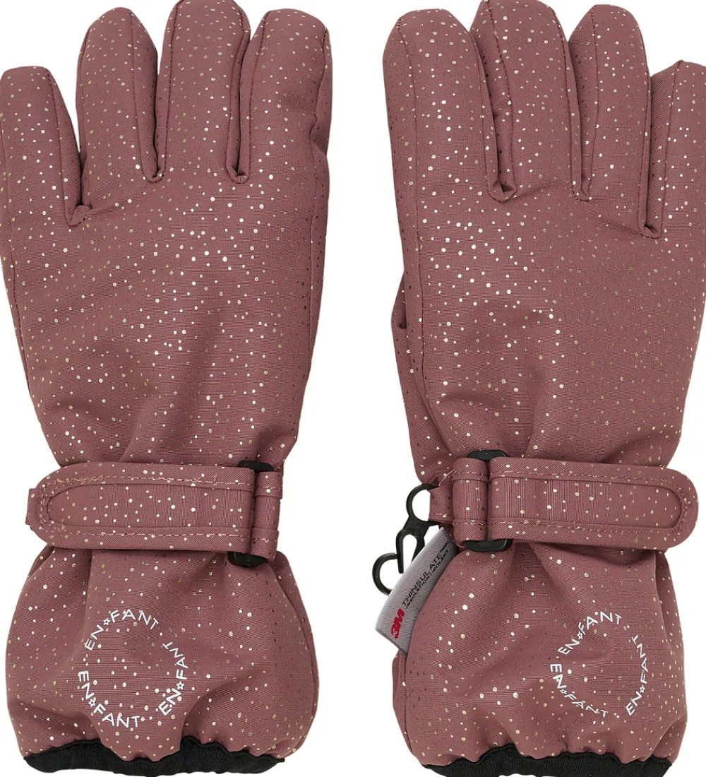 En Fant Handsker Og Luffer*Handsker - Frosted Almond m. Guldprikker