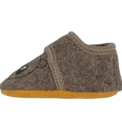 Hjemmesko-En Fant Hjemmesko - Uld - Chocolate Brown m. Bjørn