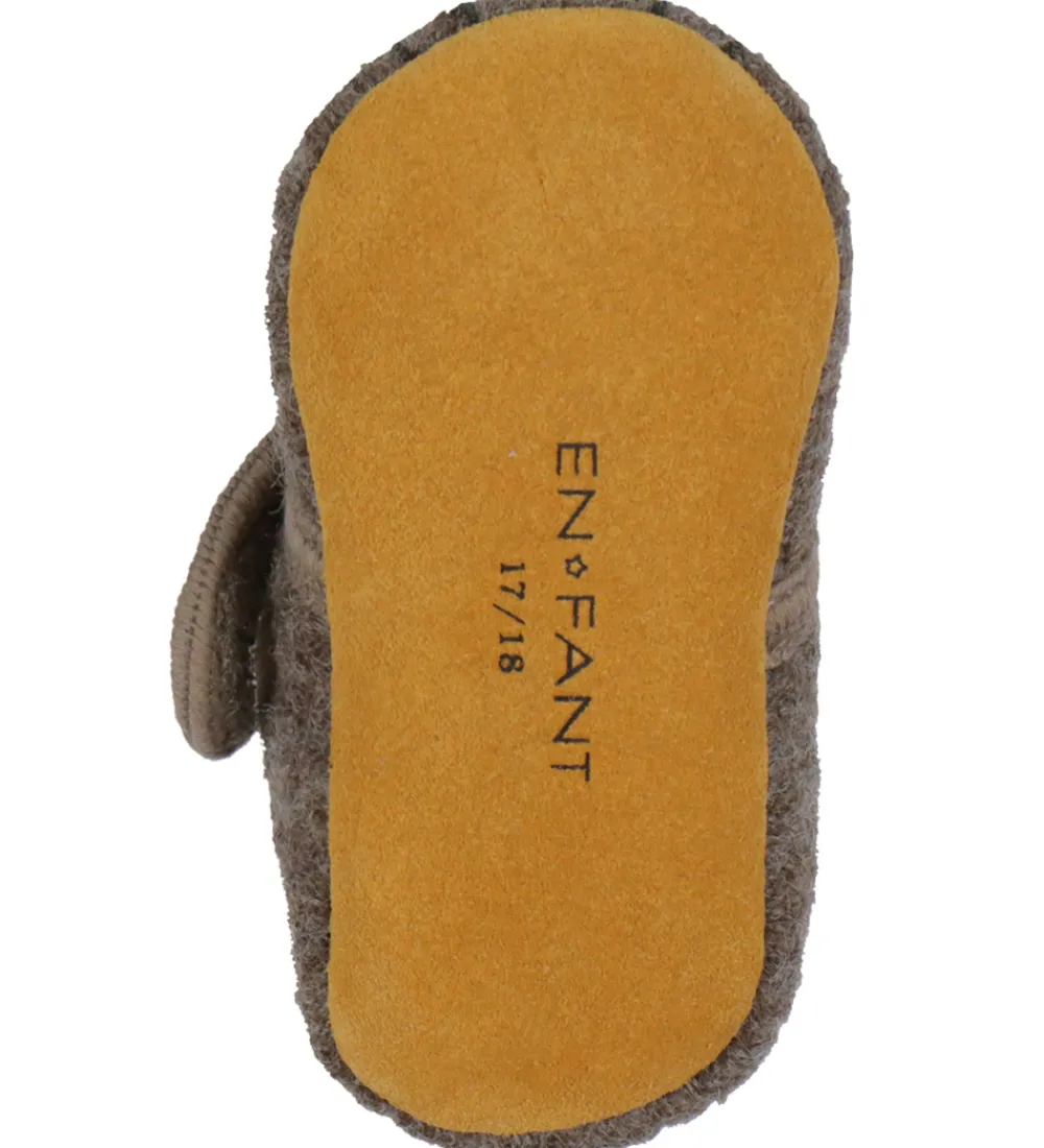 Hjemmesko-En Fant Hjemmesko - Uld - Chocolate Brown m. Bjørn