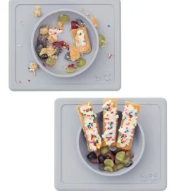 Dækkeservietter-EzPz Happy Mini Bowl - Silikone - Gråblå