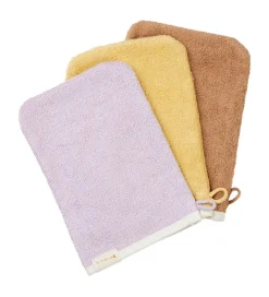 Vaskeklude-Fabelab Badehandske - 3-pak - Lilac/Pale Yellow/Caramel