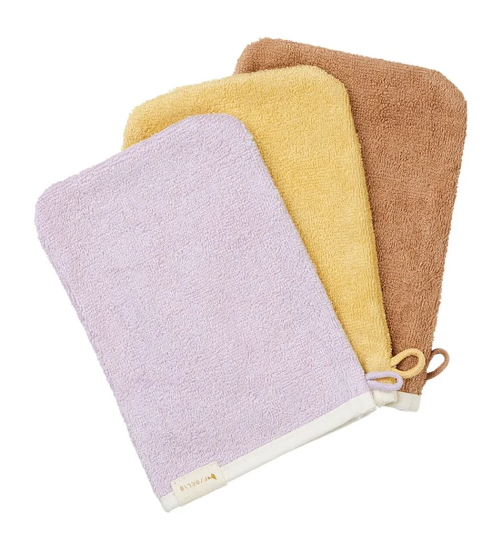 Vaskeklude-Fabelab Badehandske - 3-pak - Lilac/Pale Yellow/Caramel