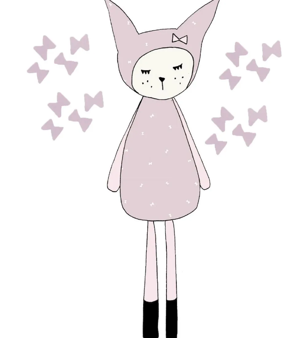 Fabelab Wallsticker*Wallstickers - Dreamy Friend Bunny - Lys Lilla m. Kanin