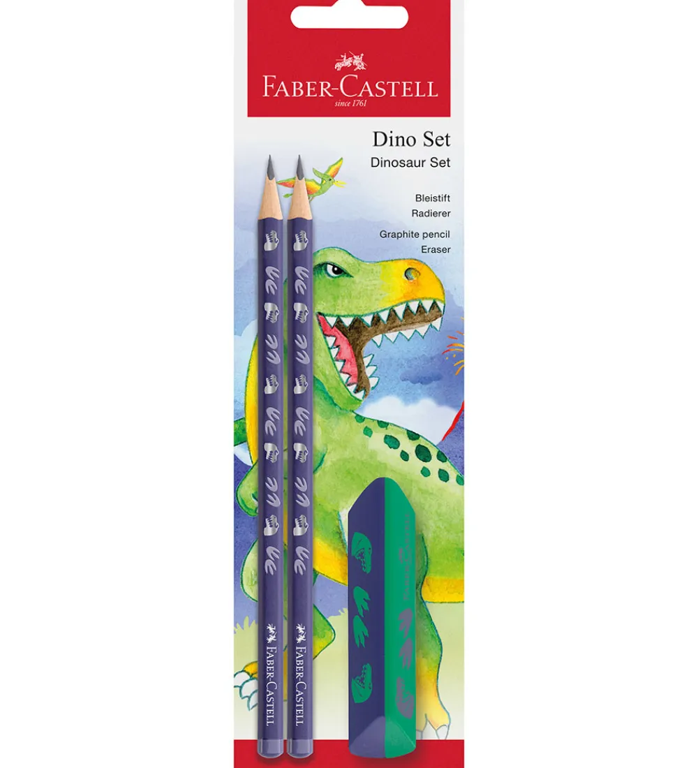 Faber-Castell Tuscher Og Farver*Blyantsæt - 3 Dele - Dinosaur