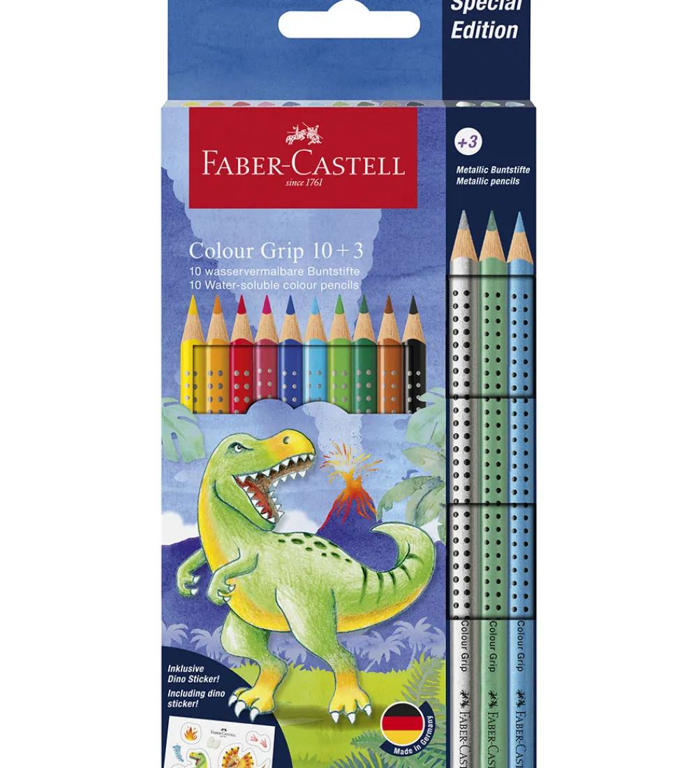 Faber-Castell Skriveredskaber*Farveblyanter - 13 stk. - Grip Dino