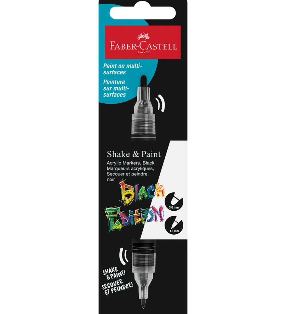Tuscher Og Farver-Faber-Castell Tusch - Shake & Paint Acrylic - Sort