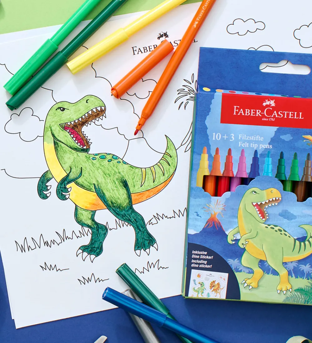 Tuscher Og Farver-Faber-Castell Tuscher - 18+3 Metallic + 3 Neon - Dinosaur