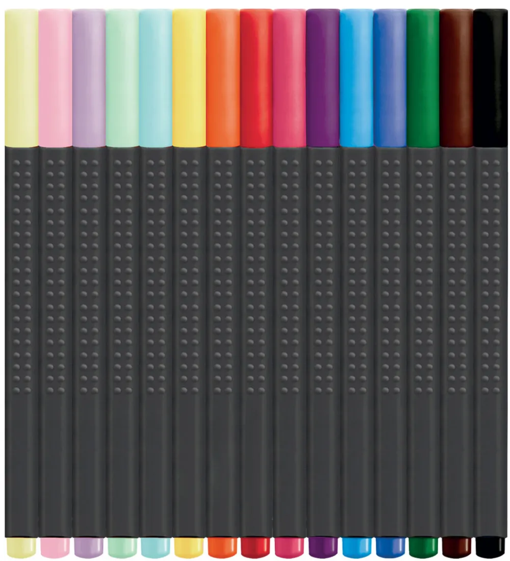 Skriveredskaber-Faber-Castell Tuscher - Grip Finepen - 15 stk. - Multi/Pastel